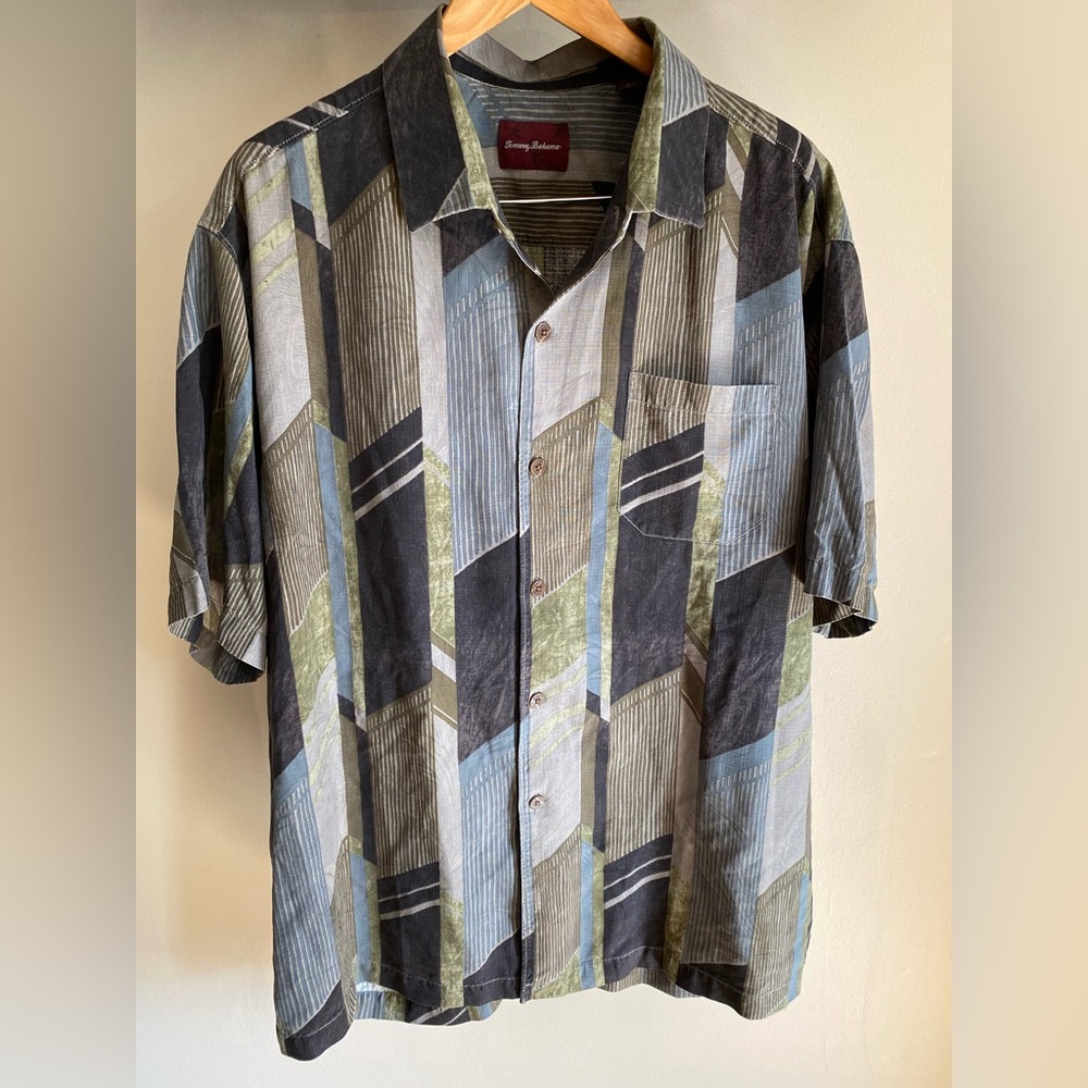tommy bahama vintage silk hawaiian short sleeve button up shirt XL shapes